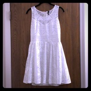 White chevron overlay dress